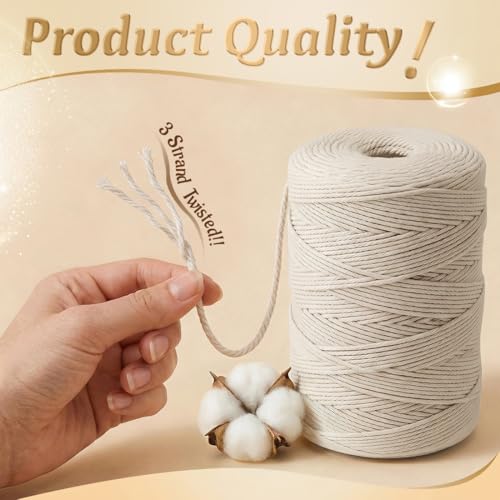 SMART&CASUAL Natural White Cotton Butcher Twine 700 Feet - Food-Grade Kitchen & Crafts