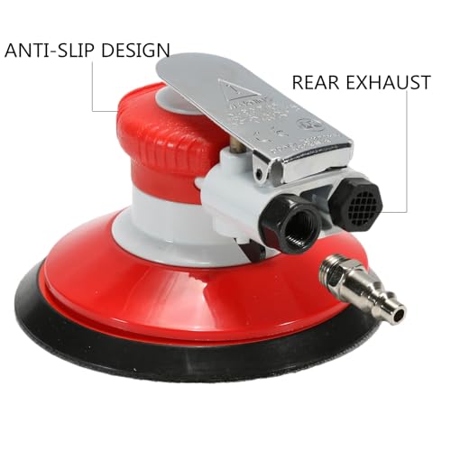 Asabocai 6-Inch Air Random Orbital Sander Dual-Action Pneumatic Palm Sander for Wood Metal Auto Body Work