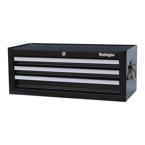 Workington 26" 3-Drawer Portable Steel Tool Chest Cabinet with Ball Bearing Slides - Black