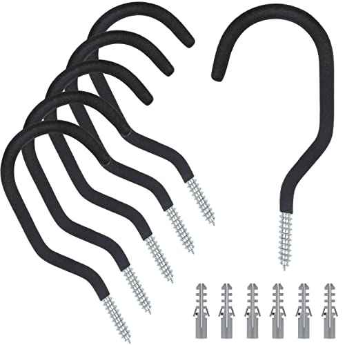 KURUI Road Bike Hooks for Garage Wall, 6 Pack Heavy Duty Bicycle Hangers for Hanging, Wall Mount Bicycle Storage for Ceilings, No Drill Large Ceiling Hooks for Hanging Plants