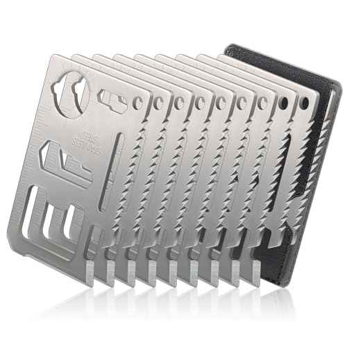 11-in-1 Credit Card Multitool For Men, 10 Pack Survival Pocket Tools, Thickened Stainless Steel Bottle Opener, Credit Card Wallet Tool, Double Row Sawtooth Pocket Tool