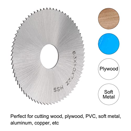 uxcell Circular Saw Blade, 63mm (2-1/2") Dia 1mm Thick 72 Tooth, 6542 High Speed Steel (HSS) Milling Cutter with 16mm Arbor for Wood PVC Aluminum Cutting
