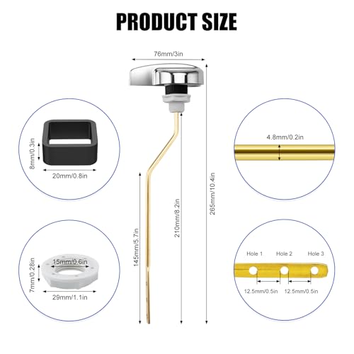 Dincerpen Bright Silver Toilet Handle Replacement Kit for TOTO Side Mount Toilets