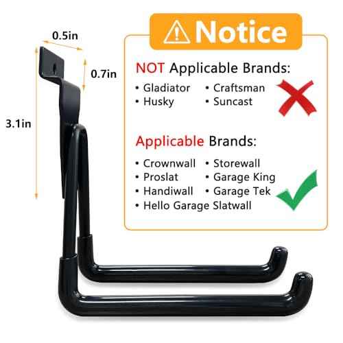 Slatwall Hooks, Slat Wall Accessories Multi Size Garage Hooks Storage Utility Hanging Hooks Wall Mount Tool Holder for Ladder Garden Tools (14 Pack, Black)