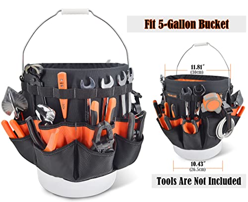 WELKINLAND 5 Gallon Bucket Tool Organizer with 47 Pockets