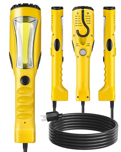 WILAWELS 18W LED Work Light 2000LM COB Handheld Underhood Scene Light, 15Ft Yellow Cord
