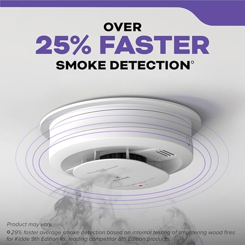 Kidde 1 Pack Hardwired Smoke & Carbon Monoxide Detector with 10-Year Battery Backup, Voice Alerts & LED