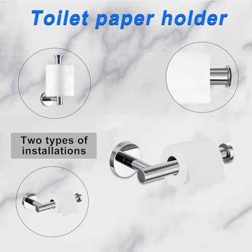 Cilee 10 Piece Chrome Bathroom Accessories Set, 24inch Polished Chrome Towel Bar Ring+Toilet Paper Holder+ Robe Towel Hook SUS304 Stainless Steel Bathroon Hardware Set