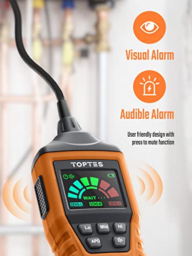 TOPTES PT520A Battery-Operated Gas Leak Detector with 17-Inch Gooseneck - Orange