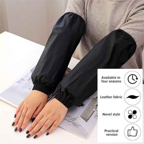 KALIONE 2 Pair Waterproof Arm Sleeves Covers, PU Oversleeves Protector for Arm, Oilproof Sleeves for Arms
