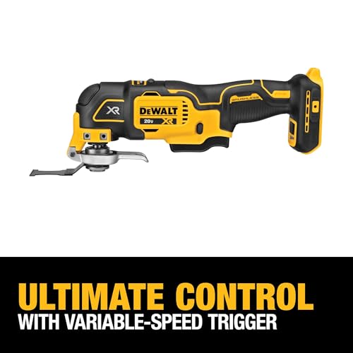 DEWALT 20V MAX XR Oscillating Multi-Tool Kit, Cordless Brushless, 3-Speed, LED Light, 2 Wood Blades, Tool Only