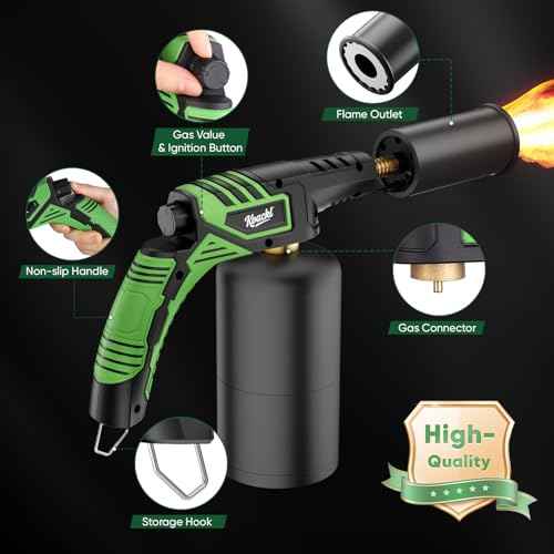 Powerful Propane Torch Head, Campfire Starter, Charcoal Lighter, Welding Torch Head by MAPP, MAP/PRO, for Searing Steak, Soldering, Brazing, Stripping Paint(Tank Not Included)