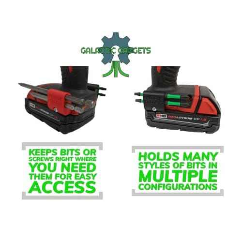MAGNETIC Bit Holder for Milwaukee M18 Drill - Side Mounted - Strong Magnets - Low Profile Design - Galactic Gadgets (Black)