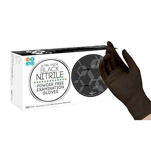 ASAP Black Nitrile Gloves Disposable Latex Free 4 Mil, Powder Free, Food Safe, Medical, Tattoo, Cleaning Gloves