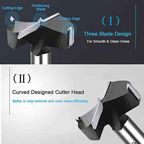 3/4 Inch Carbide Forstner Drill Bit, Carbide Tipped Forstner Bit for Hard Wood, Wood Drilling Bit Woodworking Hinge Cutter Tool Kits for Wood Plywood Plastic