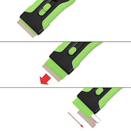 EHDIS Car Sticker Remover Glass Cooktop Razor Scraper with 10pcs Replace Blades for Label,Glue,Paint,Adhesive Remover,Oven Door, Stove Cleaning (Green)