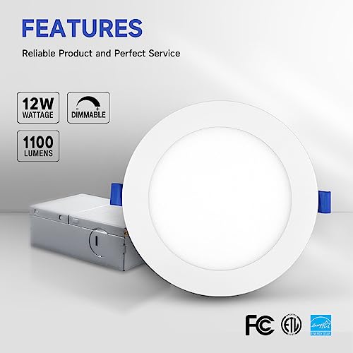 ECOELER 6 Inch Dimmable Recessed LED Downlight 5000K Daylight - 1 Pack