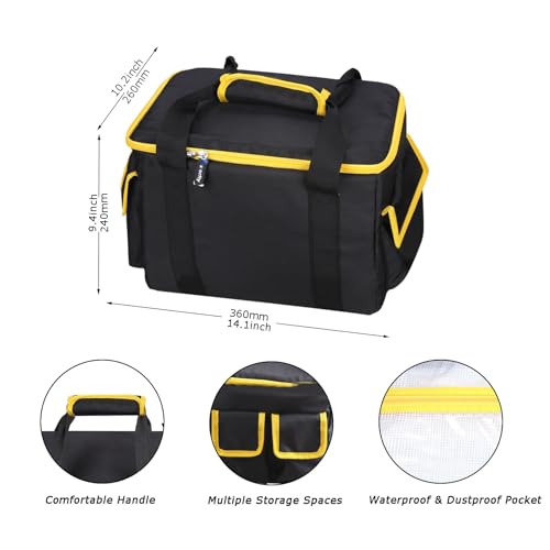 Tool Bag for DEWALT 20V MAX 6-1/2-Inch Circular Saw DCS391B/ DCS565B with Multi-Pocket for Batteries/Masks/Circular Saw Blades, Universal Tool Bag for 6-1/2-Inch Circular Saw (Black & Yellow)