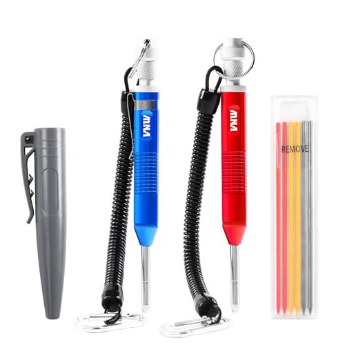 VNW Aluminum Mechanical Carpenter Pencil Set with 24 Leads – Precision Marking Tool, Anti-Slip Grip