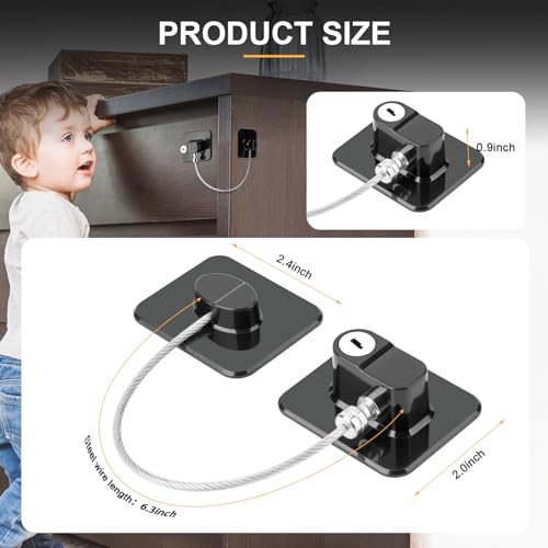 Black Refrigerator Lock 2PCS for Freezer, Cabinets & Drawers - Easy Install