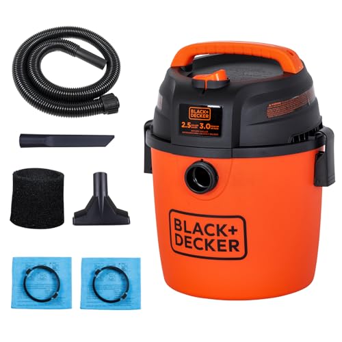 BLACK+DECKER 2.5 Gallon 3 HP Wet Dry Shop Vacuum Cleaner with Accessories