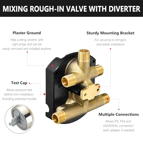 R22000-WS Brass Shower Diverter Valve 3-6 Setting Pressure Balance Control