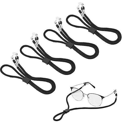 4PCS Premium Nylon Eyeglass Straps, Adjustable Eyewear Retainers, Anti-slip Eyeglass Chains Lanyard, Sport Sunglass Retainer Holder Strap for Men and Women's, with 2 Pairs Eyeglass Ear Grips