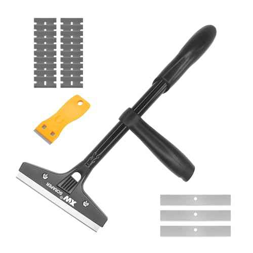 XW 2-pack Heavy Duty Wide Razor Blade Scraper with Push-assist & Plastic Blade Scraper Set with Extra 23 pcs Replacement Blades Included