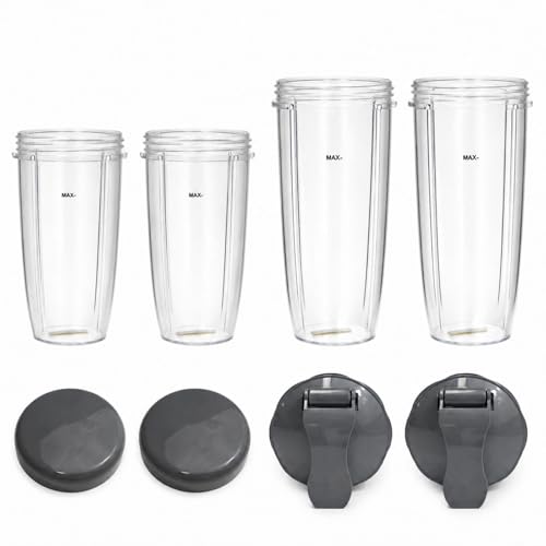 Replacement Nutribullet Cups with Lids, 32oz & 24oz 4-Piece Set for 600W/900W Blenders (Standard) - Kucall