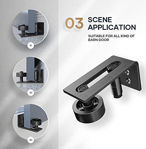 EaseLife Adjustable Sliding Barn Door Bottom Floor Guide - Wall Mount, Black, Variation 1