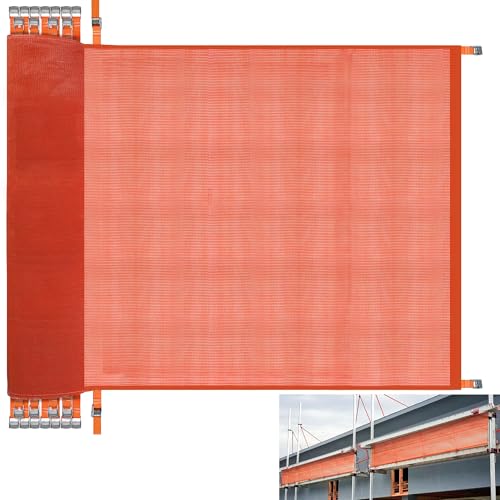 FULEIYA 40ft Construction Safety Debris Netting with 24 Tapes & Buckles - Orange Fire Retardant Pump Jack Safety Net, Scaffold Enclosure (Model: 40TF-1P)