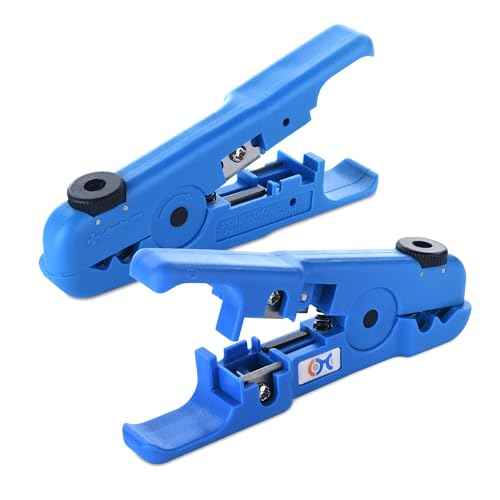 Cable Matters 2-Pack Wire Strippers/Cable Stripper in Blue, 8-16 AWG, Max 0.3 Inches/7.6mm OD Support, Adjustable Blade, Precision Cable Stripper Tool for Large Wires, Includes Cutter for Clean Cuts