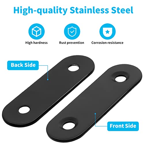 Biaungdo 2" Stainless Steel Flat Bracket Support Set 50x16x2mm, Black, 20 Sets