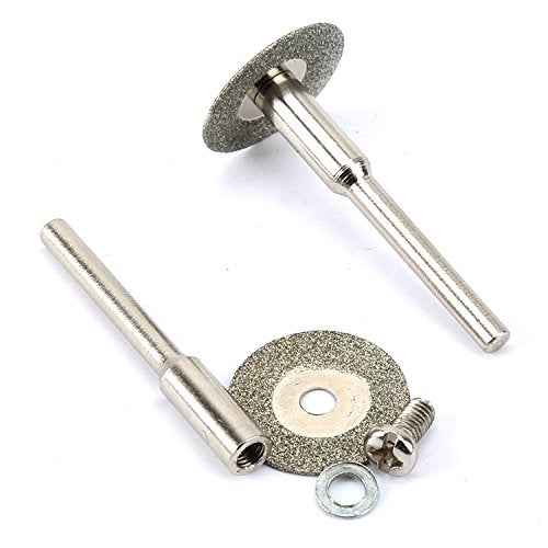 Dophee 10pcs Mini Diamond Coated Cutting Off Discs Wheel with 2 Mandrel Arbor Set Fit Rotary Tool Replacement for Dremel Drill (16mm)