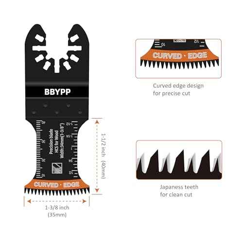 6pcs Curved Japanese Tooth Oscillating Saw Blades set, Standard & Extra-Long Reach Set, Curved Edge Oscillating Multitool Blades Clean Cut for Wood, Plastic