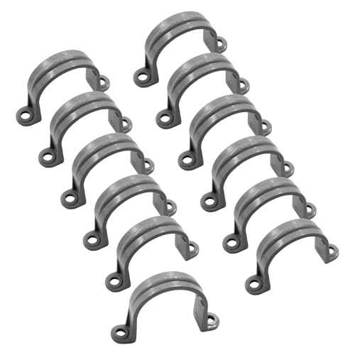 12 Pcs Grey 1 1/2 Inch PVC Pipe Straps Conduit Clamps Pipe Clamps, 2 Holes PVC Pipe Mounting Bracket for PVC Pipe Conduit and Cables