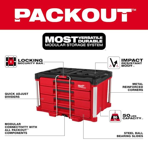 Milwaukee PACKOUT 4-Drawer Tool Organizer Box 48-22-8444