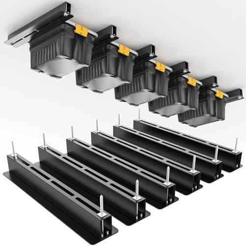 Heavy Duty Ceiling Storage Rack,Overhead Garage Storage Rack,Powder Coated Tote Storage Racks for Garages, Sheds, Storerooms (6 PCS, for 5 Bins)