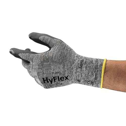 Ansell HyFlex 11-801 Nylon Glove, Black Foam Nitrile Coating, Knit Wrist Cuff, Small, Size 7 (Pack of 12)