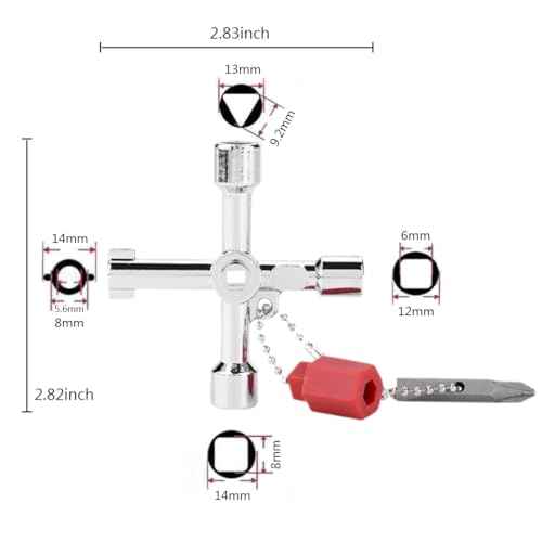 2 Pcs 4 Way Cross Key, Multifunction Universal Opening Cross Key for Gas Meter,Plumbers, Faucet, Electricians, Train Door, Electrical Cupboard Box Elevator water Meter Valve Opening