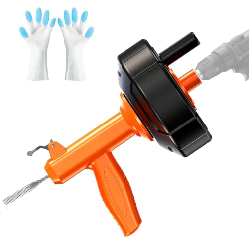BACEYIOU Orange Auto Feed Drain Snake 25ft Flexible Plumbing Clog Remover