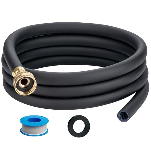 5FT Black Dehumidifier Drain Hose with 3/4” Brass FHT Connector - Rustproof & Leak-Proof