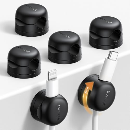 Lamicall 6 Pack Rotatable Cord Organizer Clips with Spring Lock - Cable Management