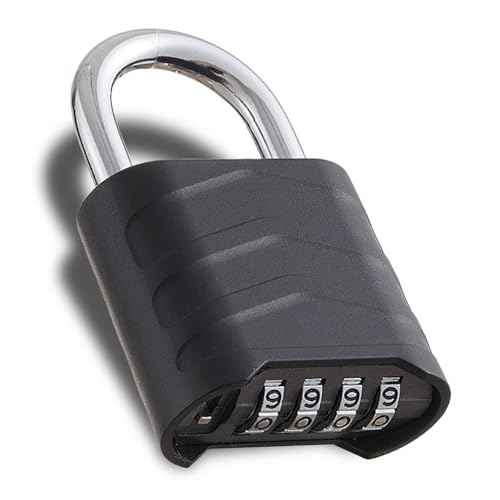 Combination Padlock Heavy Duty Locker Lock 4 Digit Padlock Gym Locker Locks for Fence Gate Storage Unit (Black, HD_10_3.5)