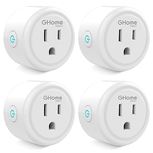 GHome Smart Plug Mini 4 Pack WiFi Outlet Timer Compatible with Alexa & Google