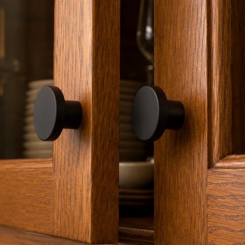 Ravinte Black Cabinet Knobs 10 Pack - Modern Round Drawer Pulls, 1-1/5 Inch