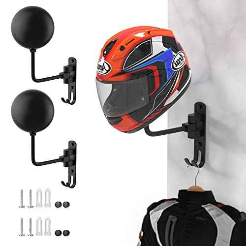 Helmet Hanger Wall Mount 180¡Æ Swivel Helmet Holder for Motorcycle Bike Racing Outerwear Sports Gear