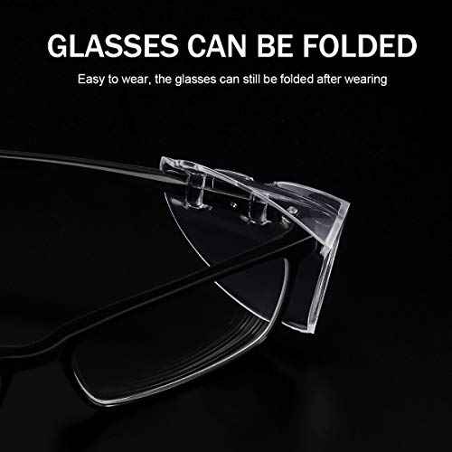 MELASA Safety Glasses Side Shields for Prescription Glasses, Slip on Clear Eye Glasses, Fits Small to Large Eyeglasses