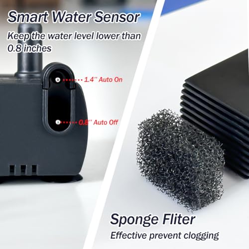Black Mini Sump Pump for Condensate Removal, 5 FT Lift, 55 GPH, Auto Float Switch