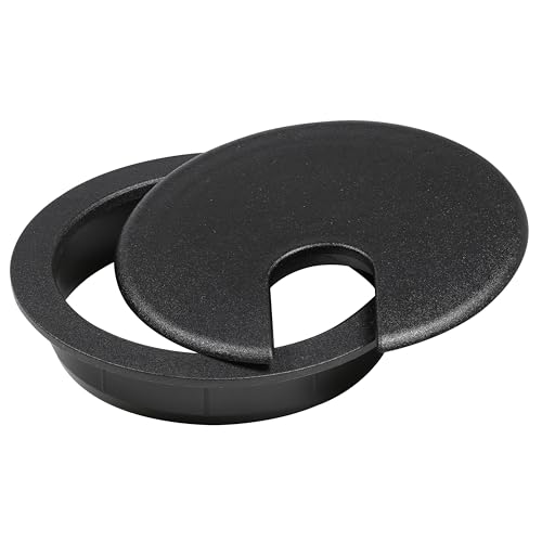 5 Pack Rok 3-Inch Black Cable Grommet Desk Hole Cover for Wire Management
